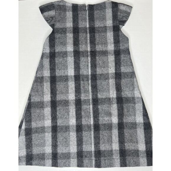 Girls Ido By Miniconf Plaid Wool Blend Dress Grey Plaid Bow 4T Short Sleeve NEW - Picture 5 of 6